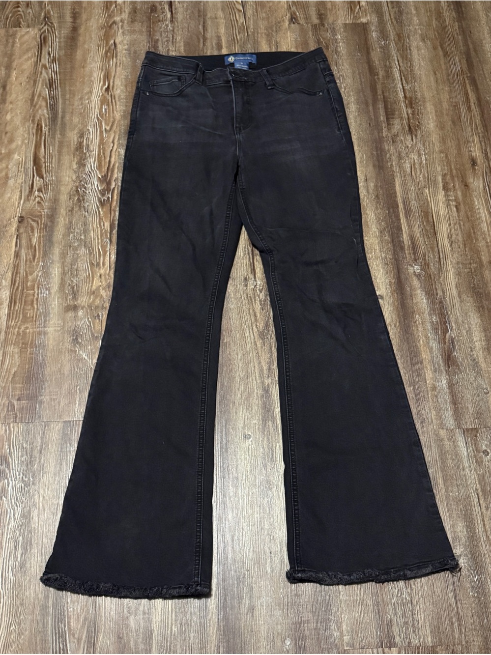 Democracy Ab Solution Bootcut Jeans Women's 6 Frayed Hem Stretchy Fit in Black